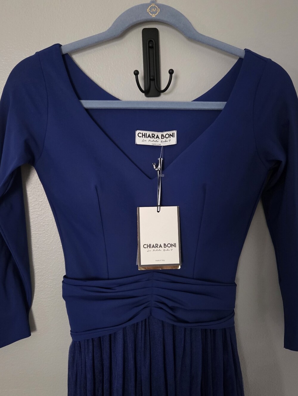 Chiara Boni La Petite Robe Women's Blue Formal Gown 3/4 sleeves Sz 40 = Sz 4 - Picture 5 of 14
